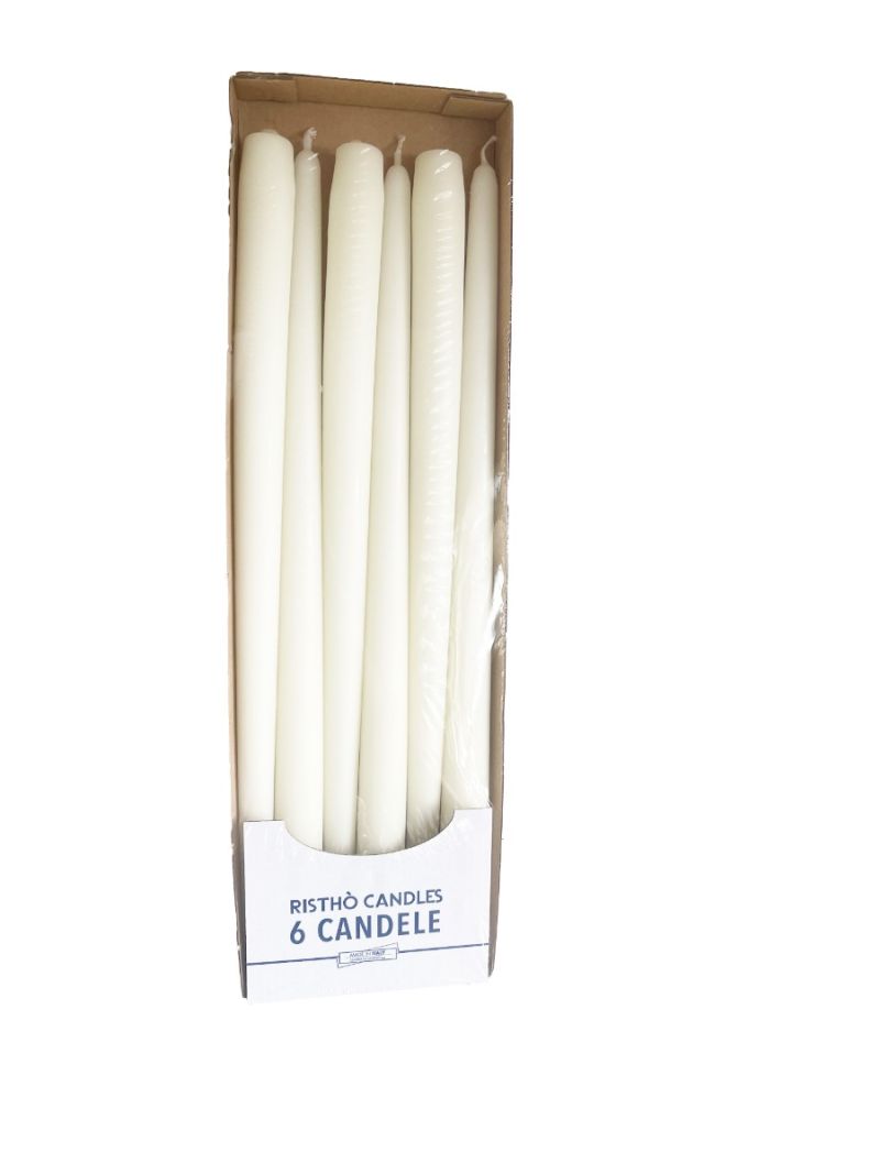 Candele coniche Ø 2,2 cm h. 40 cm 6 pezzi - Panna