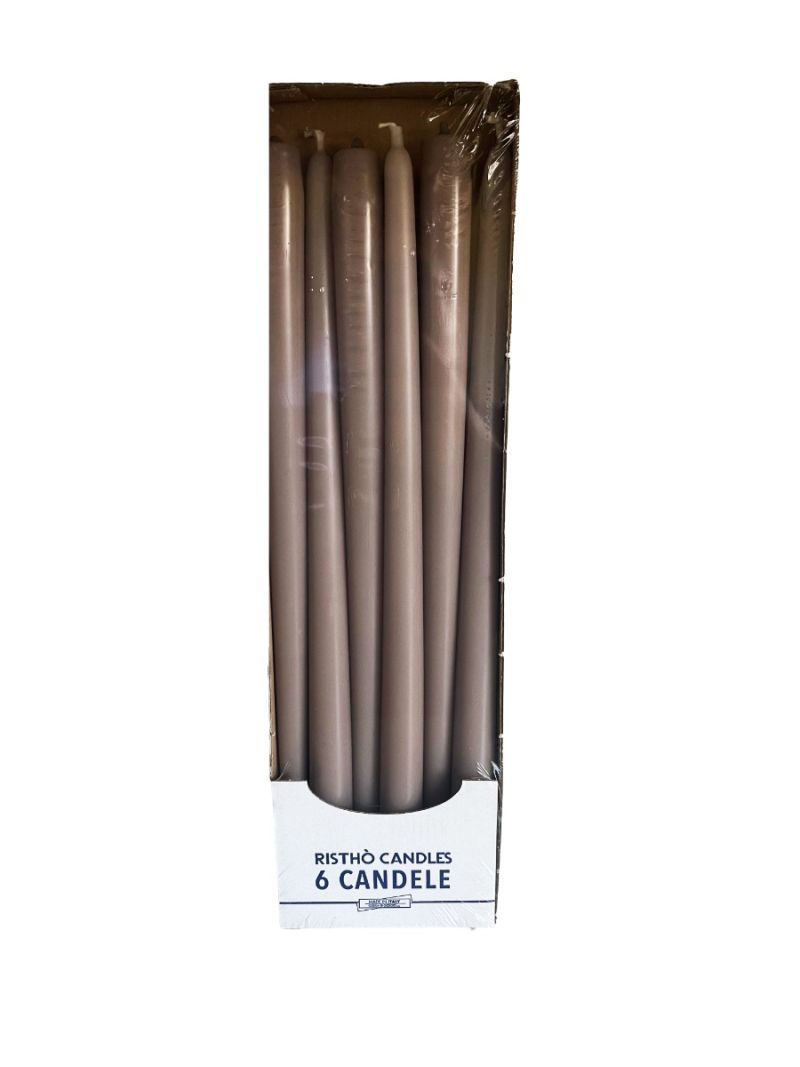 Candele coniche Ø 2,2 cm h. 40 cm 6 pezzi - Tortora