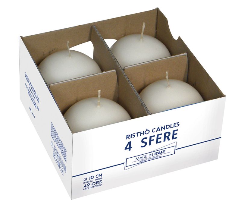 Candele sfera Ø 10 cm 4 pezzi - Bianco