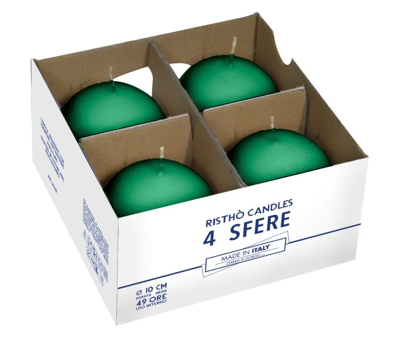 Candele sfera Ø 10 cm 4 pezzi - Verde bandiera