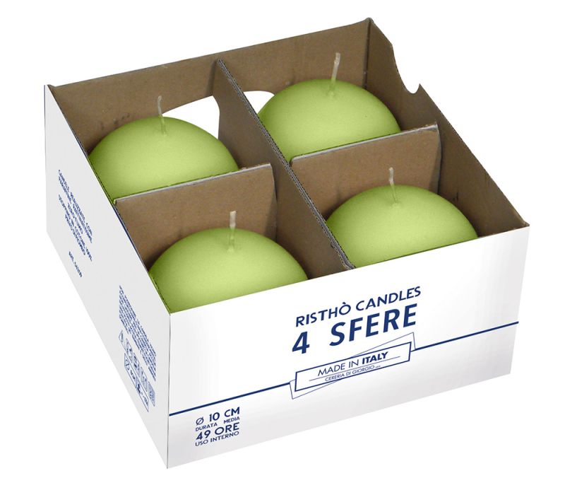 Candele sfera Ø 10 cm 4 pezzi - Verde pop