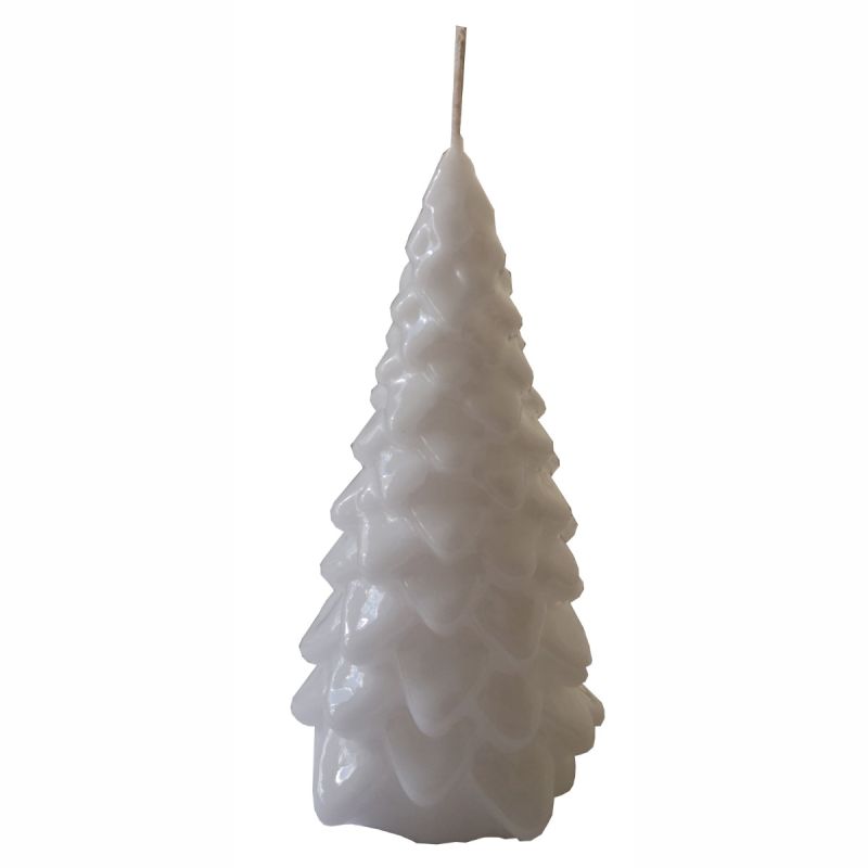 Candela Albero di Natale artigianale - Bianco- Altezza 20 cm