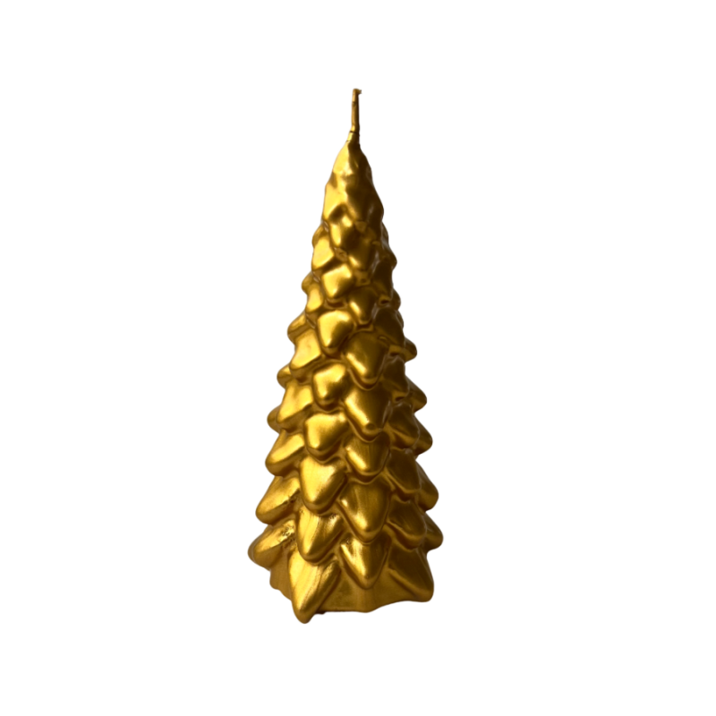 Candela Albero di Natale artigianale - Oro- Altezza 20 cm