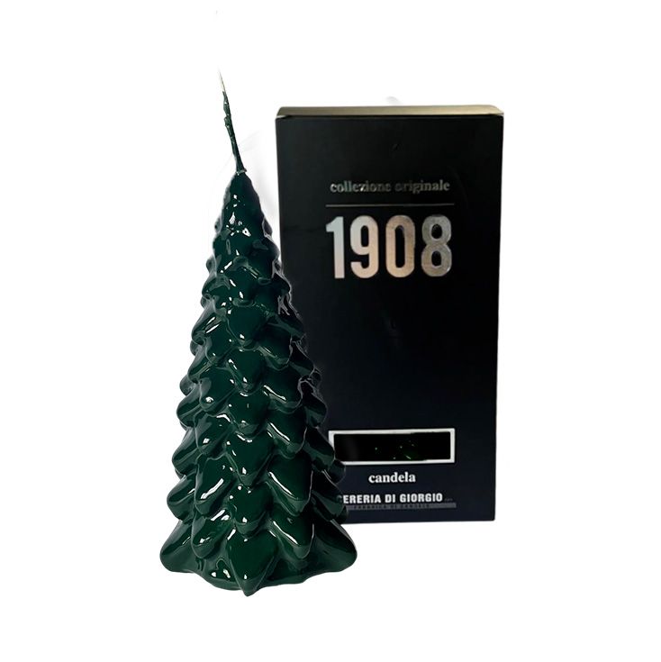 Candela Albero di Natale artigianale - Verde Scuro- Altezza 20 cm