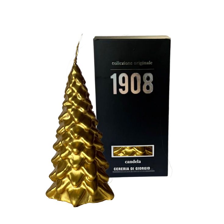 Candela Albero di Natale artigianale - Oro- Altezza 20 cm