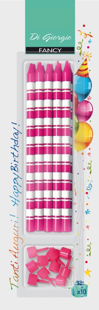 Candele di compleanno giganti a righe - Colori Assortiti