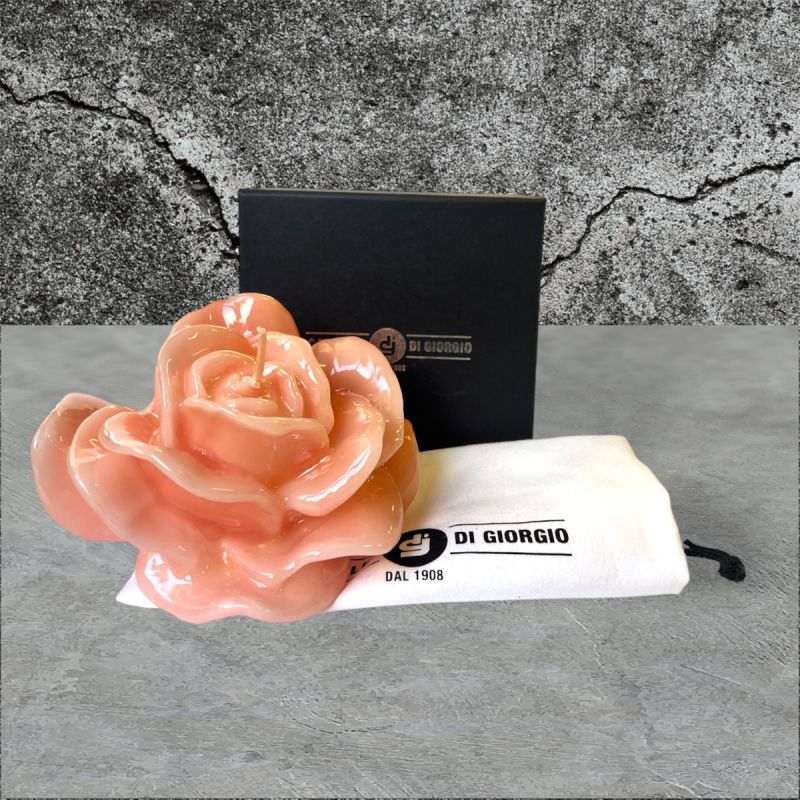 Candela Laccata Rosa artigianale- Rosa- 12 cm